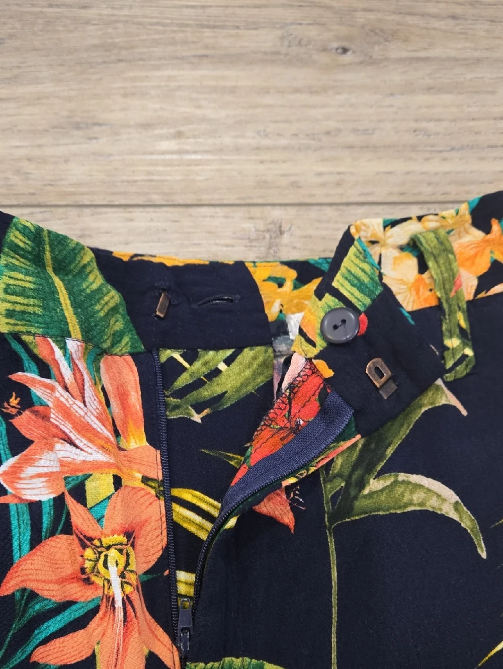Zara Tropical Print Wide-Leg Resortwear/Polynesian Pants - Picture 4 of 10